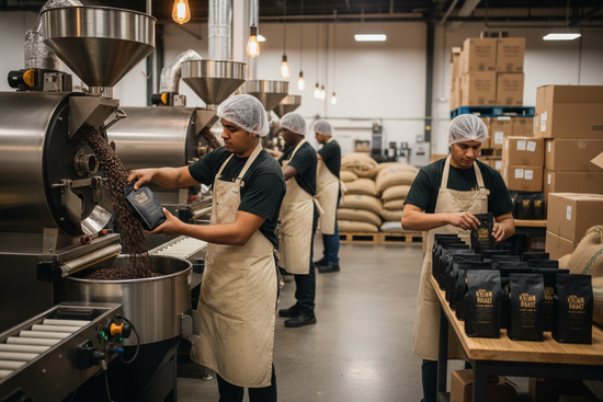 show where they are packing the coffee